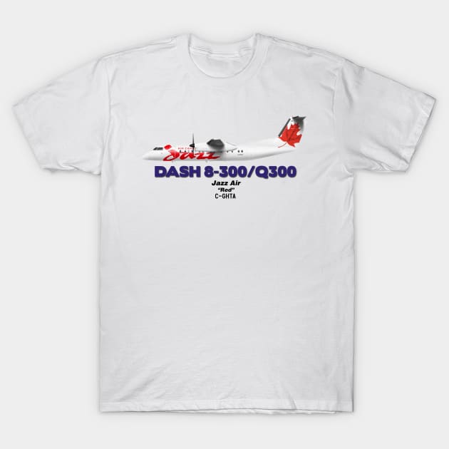 DeHavilland Canada Dash 8-300/Q300 - Jazz Air "Red" T-Shirt by TheArtofFlying